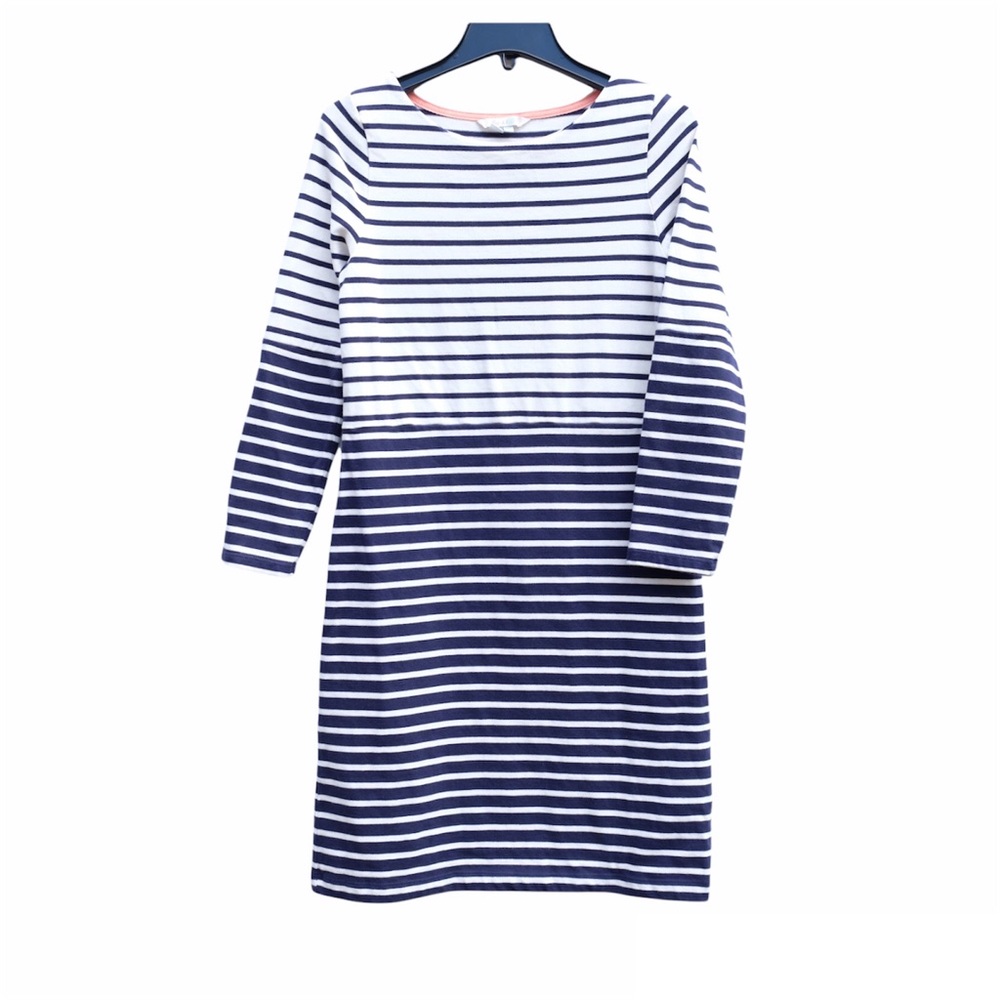 Boden Dress Striped Round Crewneck Long Sleeve Casual Knee Length Preppy Cute 4L